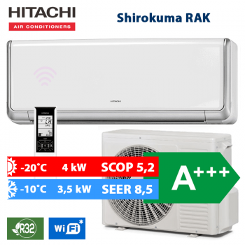HITACHI RAK-35 RXE/RAC-35 WXE SHIROKUMA SPLIT KLÍMA CSOMAG 3.5 KW